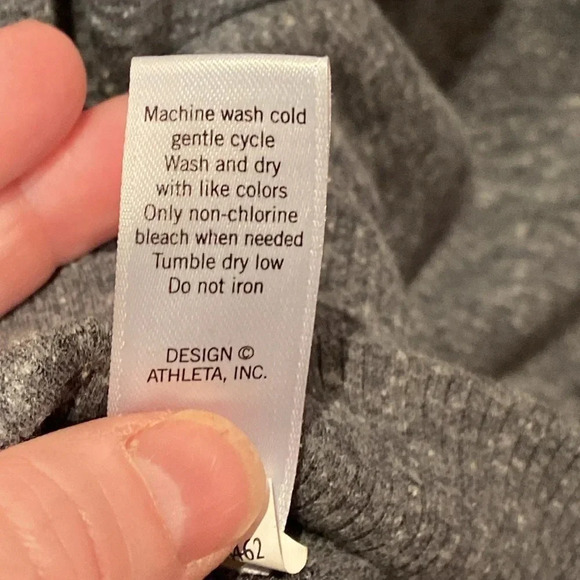 Athleta Bliss Hoodie Dress Women's Sze S Charcoal Gray Thumbhole + Ribbed Sleeve - Picture 8 of 8